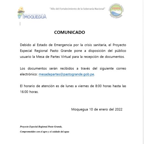 COMUNICADO 5 AGOSTO 2021